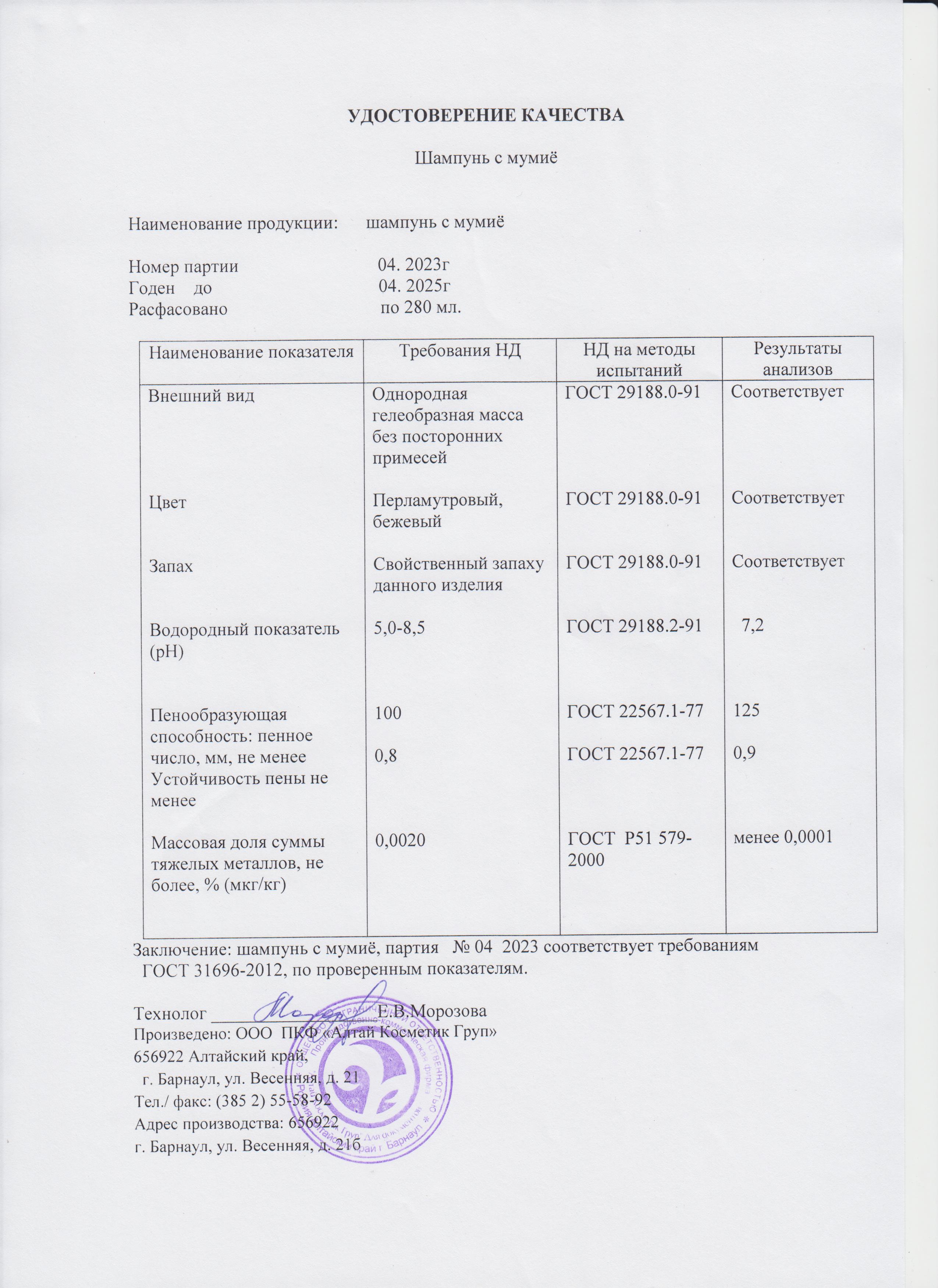 Паспорт №042023
